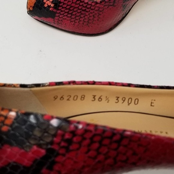 Giuseppe Zanotti Snake Peep Toe Stiletto High Heel Pump Shoes Black Pink Sz 6.5 - Picture 7 of 8